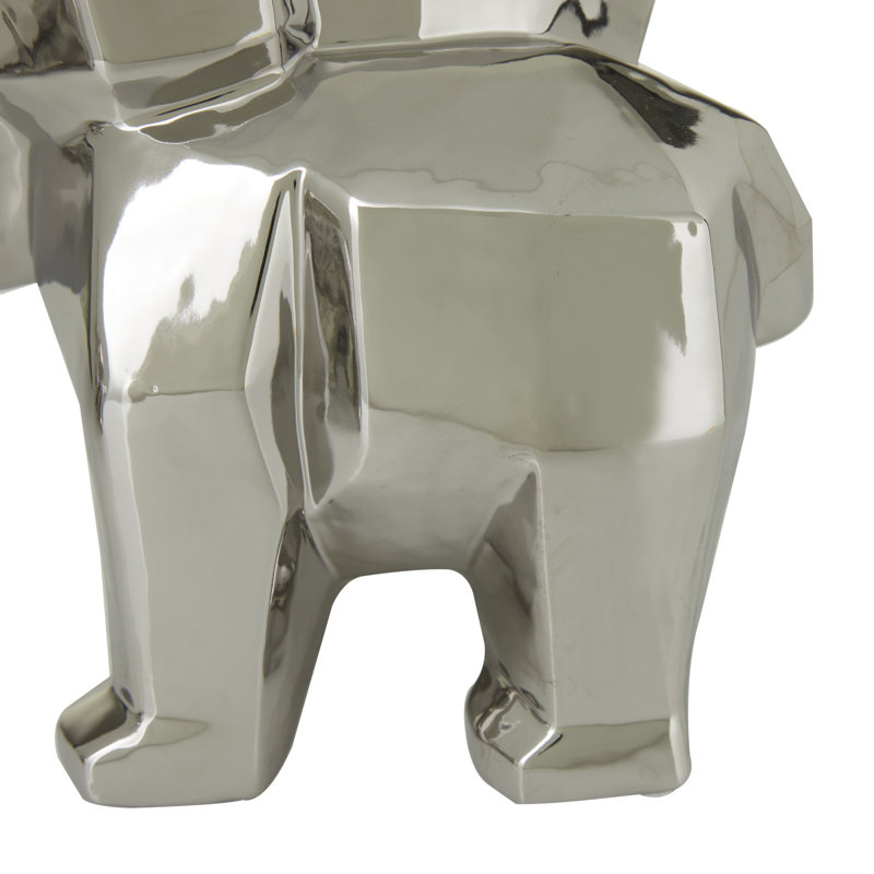 Ensemble de sculptures éléphant en céramique Alaysha, Argent