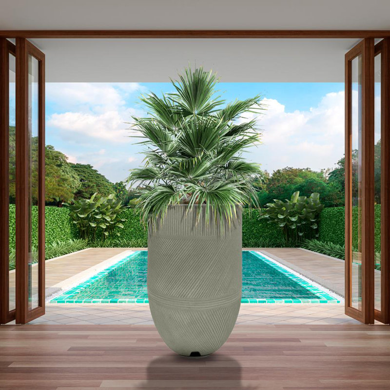 Argos Large Light Gray Polyethylene Resin Outdoor Planter
