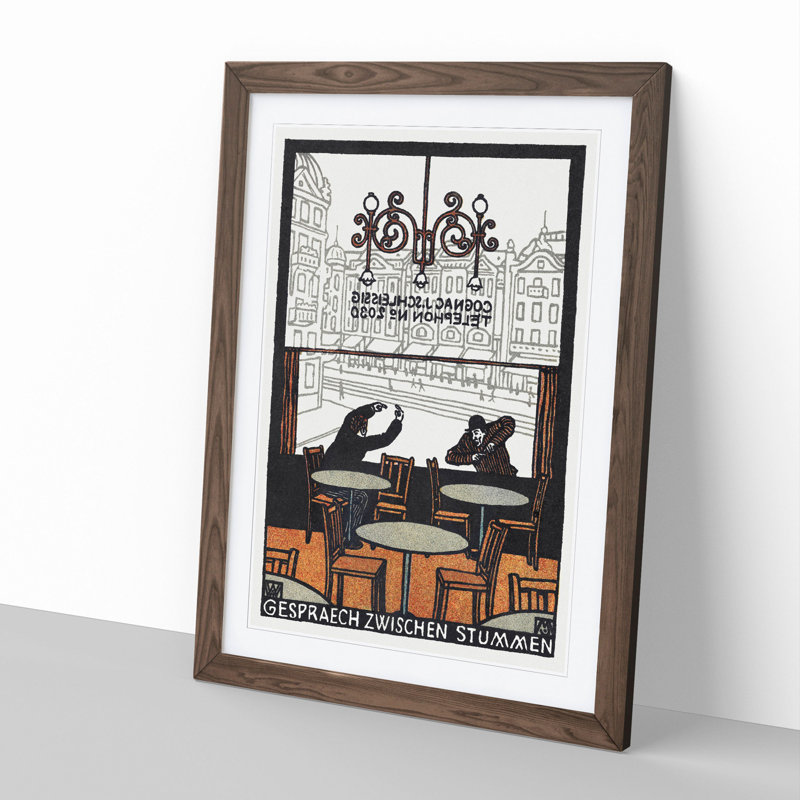 Conversation Between Mutes by Moriz Jung - Picture Frame Graphic Art, Walnut Framed, 48cm H x 36cm W x 2cm D