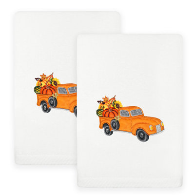 Linum Home Textiles Autumn Truck - Embroidered Luxury 100% Turkish Cotton Hand Towels