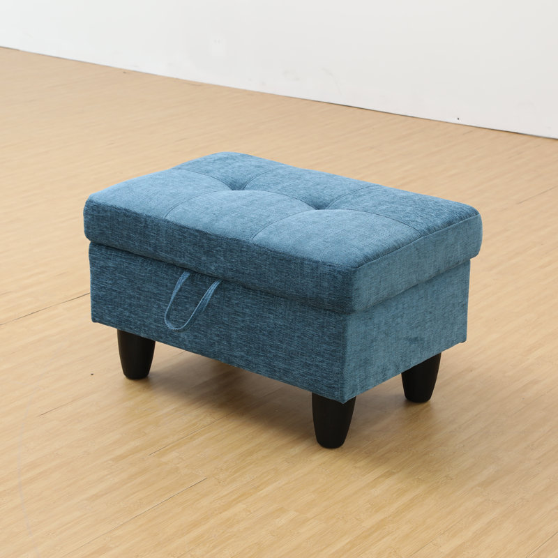 Upholstered Ottoman, Dark Gray