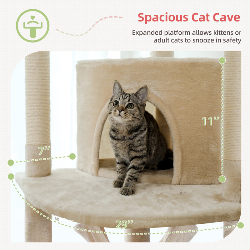 Eulanda 92.9'' H Cat Tree, Beige