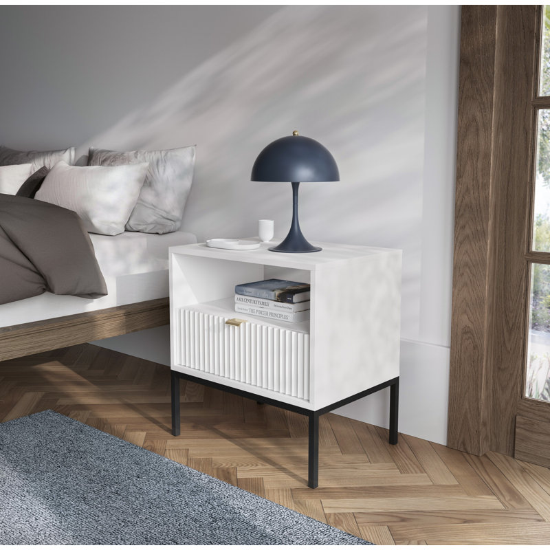 Icilia 1 Drawer Bedside Table, White