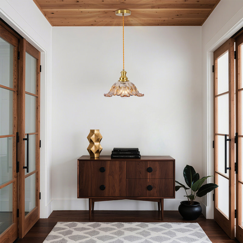 Luminaire suspendu simple 1 lumière, Ambre