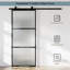 Porte de grange coulissante en métal et en verre givré 24 po x 84 po avec quincaillerie d'installation (fermeture en douceur incluse)-1051180752-1052360811