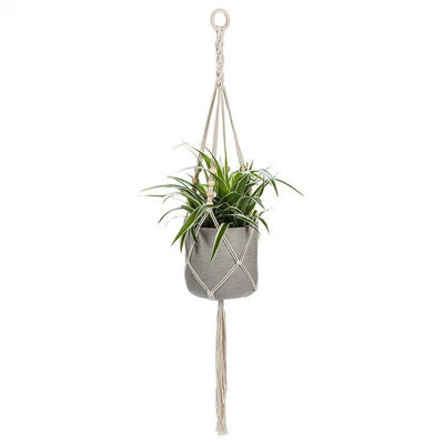 Ivory Macrame Hanger With Tail Hanging Plant Holder