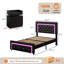 Structure de lit plateforme tapissier avec lumières DEL et ensemble de chambre à coucher avec tables de chevet à DEL assorties-1648181532-1648181534