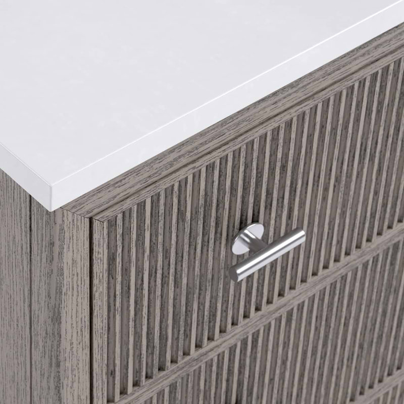 Rhett Vanity, Steel Oak, 24" W, White Quartz