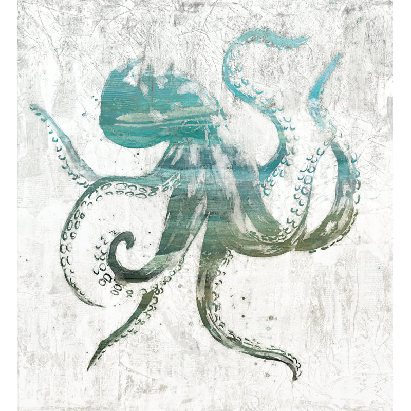 Teal Octopus - Painting Print, 30 cm H x 20 cm W, Wrapped Canvas