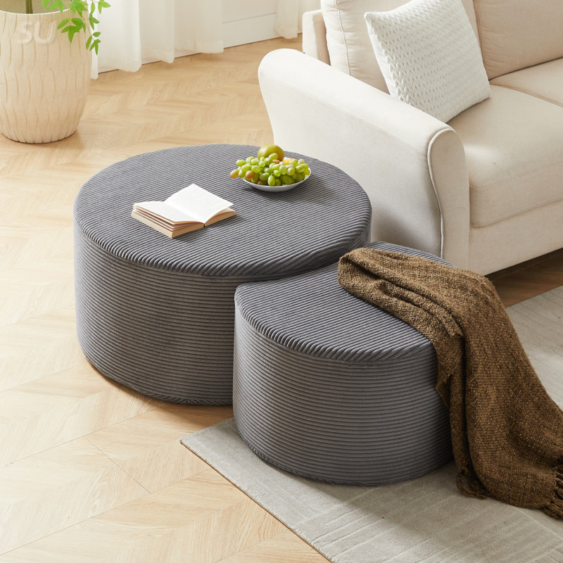 Ensemble de tables basses gigognes en mousse Vetsa, Gris