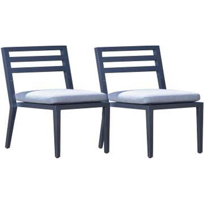 Belamar Armless Patio Dining Chair with Cushion, Cast Slate Sunbrella® Plainweave