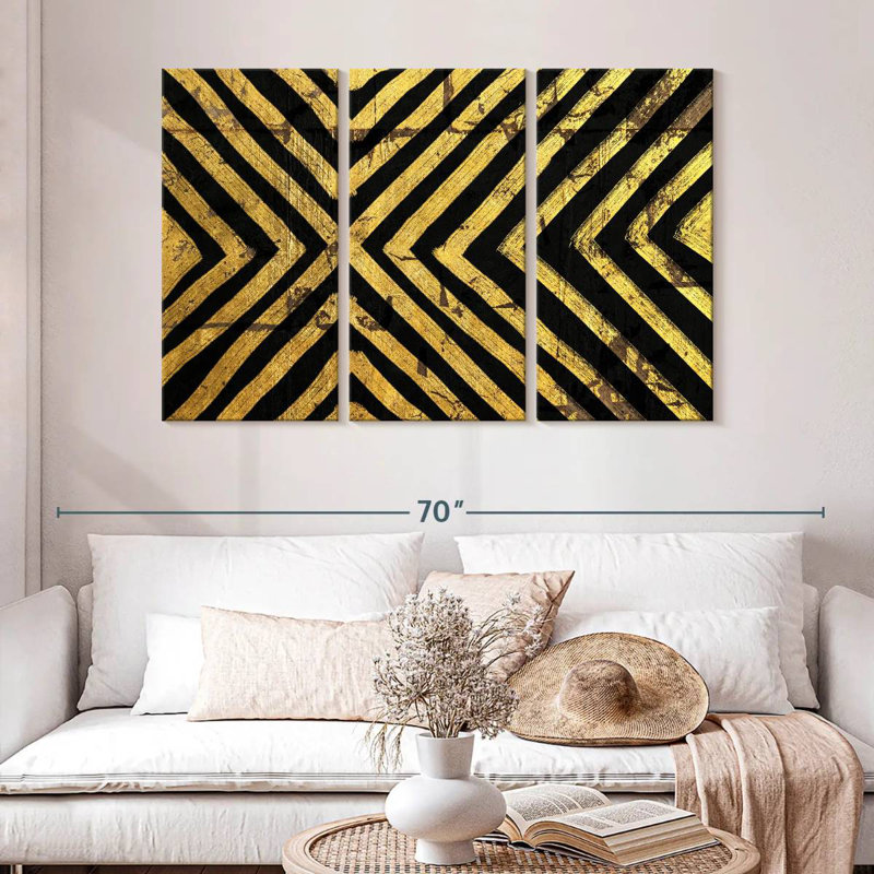 Avery Gold Geometric Lines, 32" H x 50" W
