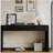Storage curved coffee table, wooden entry table with two drawers, farmhouse style living room table, suitable for entryways, corridors, living rooms, black finish-1303310191