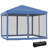 10' X Pop Up Canopy Tent With Netting. Blue Gazebo For Outdoor Forest Trips. Height Adjustable, Accommodates 10 Instant Gazebo. Outdoor, Garden, Patio. Room