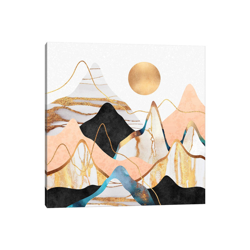 Impression d’art graphique, "mountainscape III" par Elisabeth Fredriksson, H 48 po x l 48 po x P 1,5 po, Toile tendue