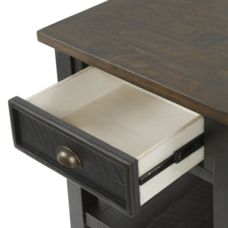 Table de bout avec rangement Holliman, Naturel récupéré