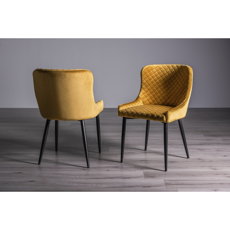 Noa 49cm H Velvet Upholstered Metal Parsons Chair, Black, Mustard