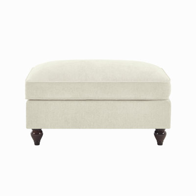 Repose-pieds en chenille beige et blanc