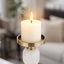 Porte-bougie Kea, 2 sphères sphériques en marbre blanc avec accent doré, 11 po-124246094