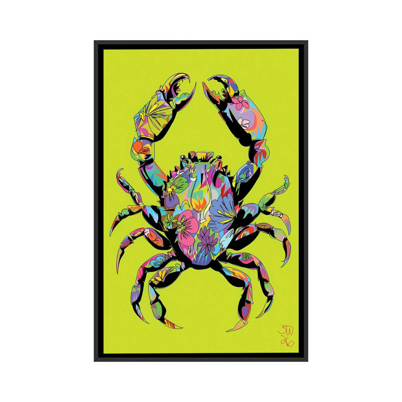 Flower Crab 2026 1 Piece Wall Art on Canvas, 101.6 cm H x 66.04 cm W x 4.445 cm D, Black