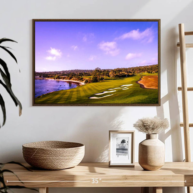 Parcours de golf côtier vert, 25 po x 17 po, Cadre flottant noyer
