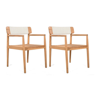 Chaises de salle à manger d'extérieur en bois d'acacia tressé Creative avec accoudoirs, idéales pour les repas en plein air