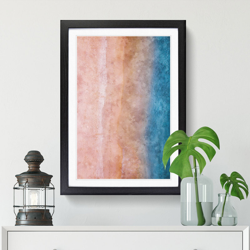 Upon the Beach 1 Piece Single Picture Frame Painting on MDF, 87cm H x 62cm W x 2cm D, Black Framed