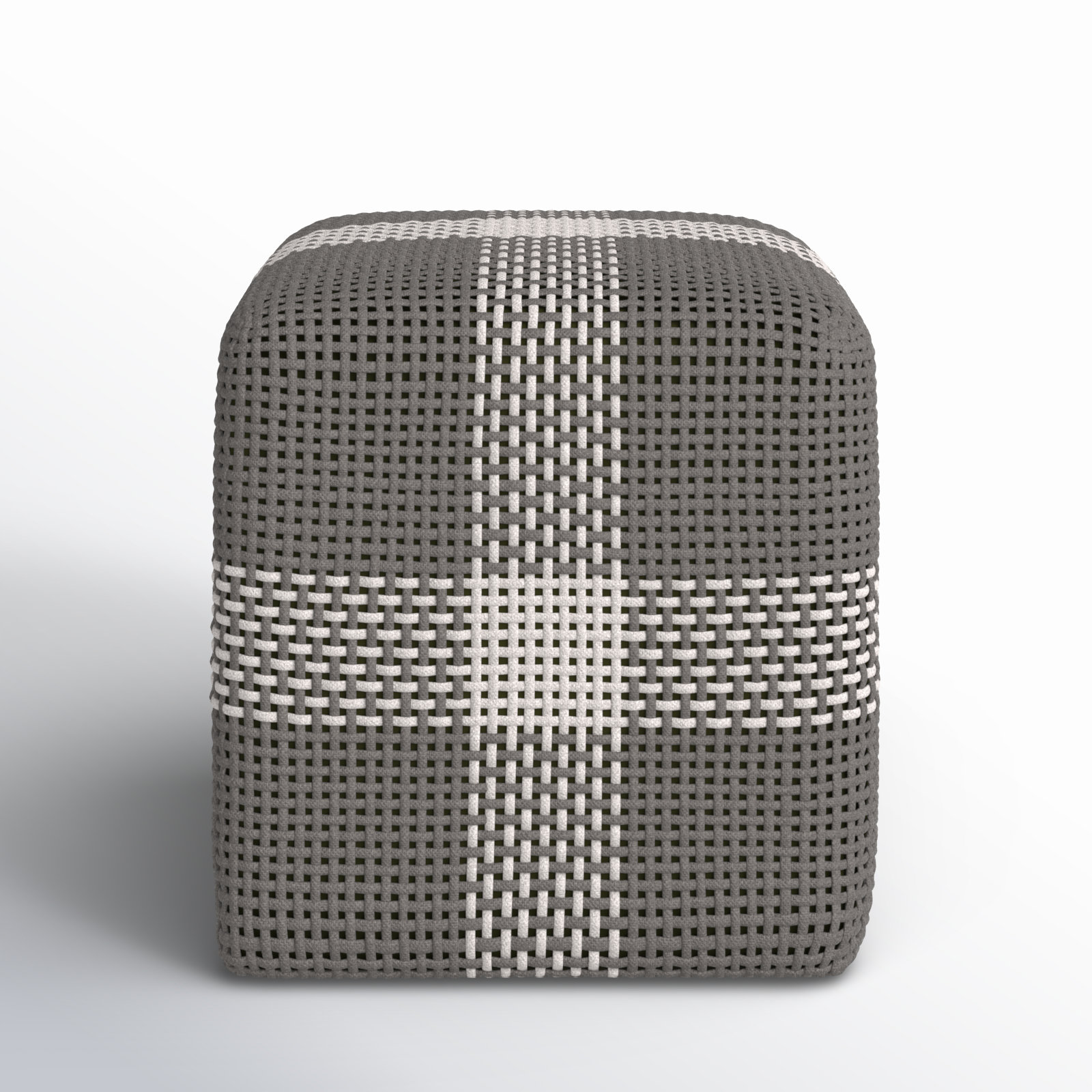 Outdoor Ottoman, Gray/White
