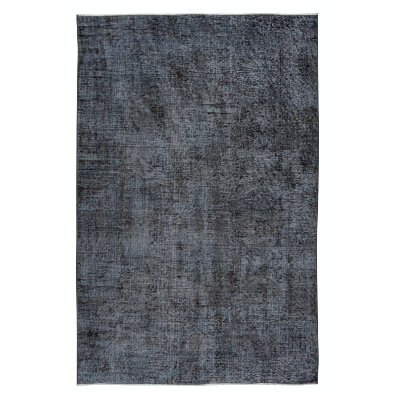 Tapis turc en laine fait à la main 4,8 x 7,2 pi dans des tons de gris, idéal pour les intérieurs modernes