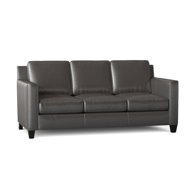 Yorba Leather Sofa, Outsider Raven Genuine Leather, Cobblestone