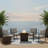 Square Steel Fire Pit with Wicker Base