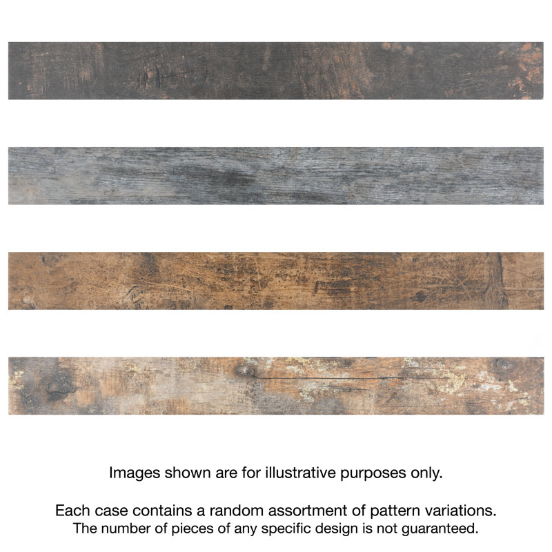 Melvin Color 2-7/8" x 26-1/2" Porcelain Wood Look Subway Wall & Floor Tile
