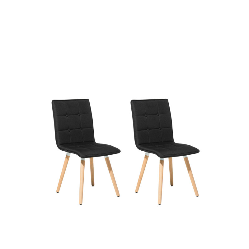 Bryanna 43cm H Tufted Polyester Blend Upholstered Side Chair, Black