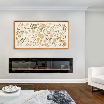 Framed Vintage Botanical Specimen Collection Canvas Wall Art, Large Horizontal Nature Artwork for Living Room 60"W x 30"H