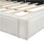 Grand lit plateforme tapissier avec tissu en velours, lit au sol avec cadre, beige-1381787603