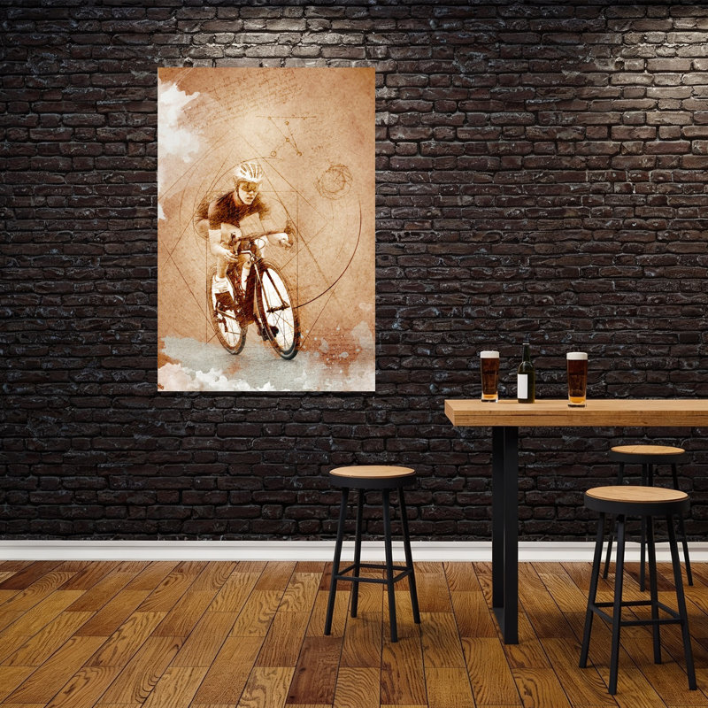 «Geometric Cycling Study», art mural contemporain, H 60 po x l 40 po