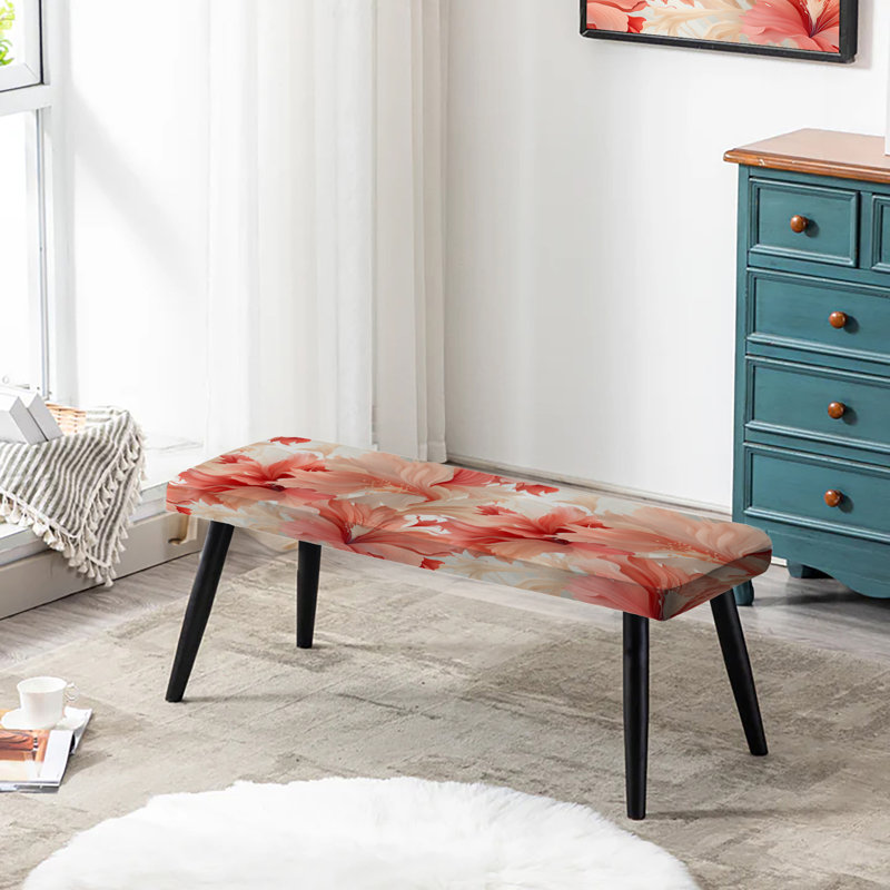 Banc tropical rembourré noir, Tropical Whisper Tropical Pattern
