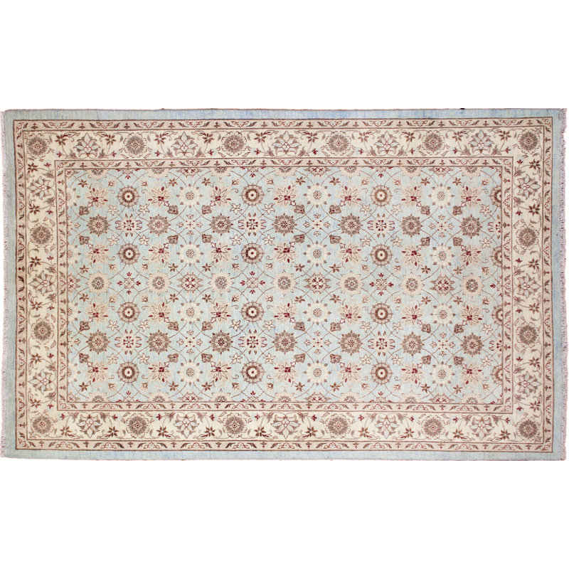 Tapis de zone en laine noué la à la main 6 pi x 9 pi one-of-kind Romona