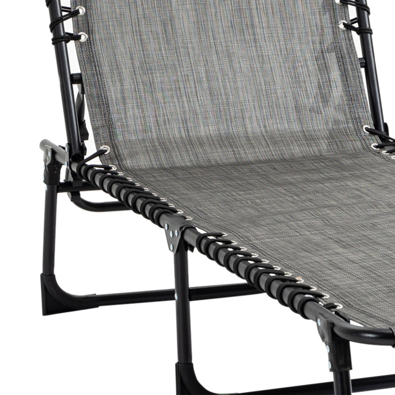 Outsunny Reclining Chaise Lounge Chair, Portable Sun Lounger, Folding Camping Cot, With Adjustable Backrest And Removable Pillow, For Patio, Garden, Beach, Grey