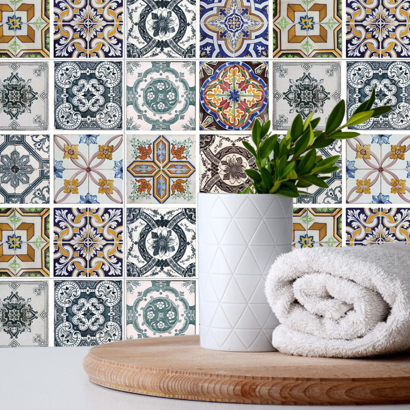 38.1cm W x 38.1cm L PVC Peel and Stick Mosaic Tile