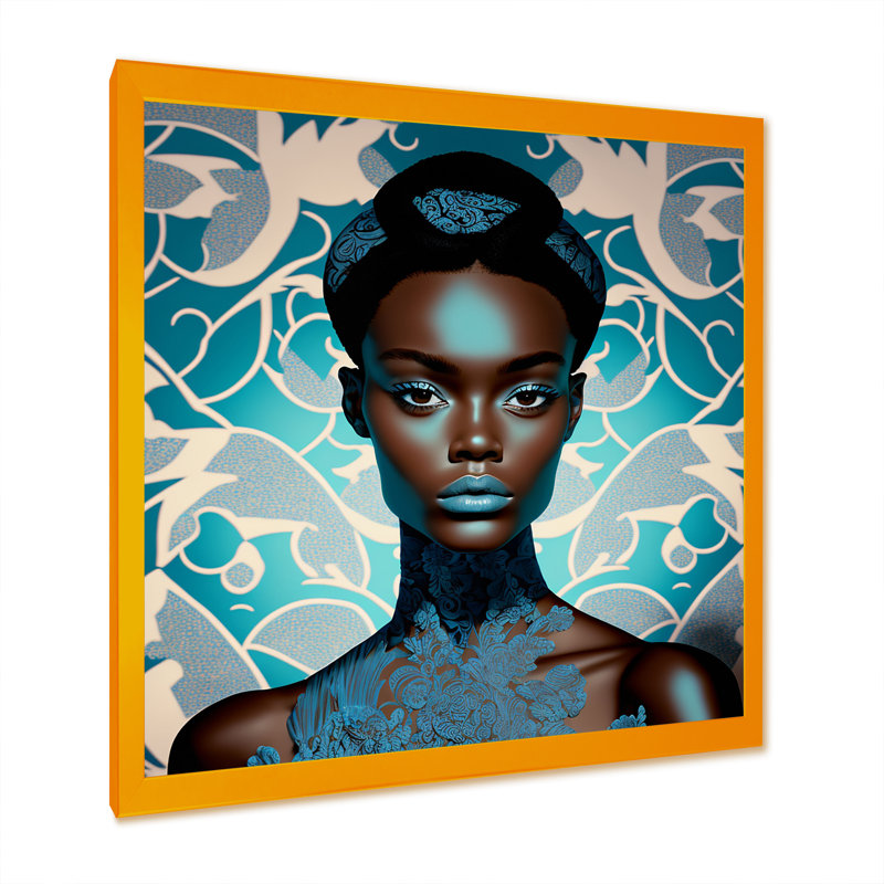 «Beautiful Retro African American Model VI», reproduction sur toile, H 36 po x l 36 po x P 1,5 po, Encadrement doré