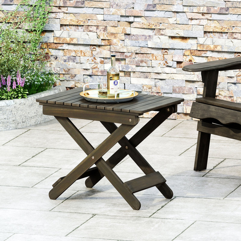 Table d'appoint pliante d'extérieur patinée en bois, Gris