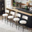 2 tabourets de bar rembourrés en tissu moderne - base en métal, beige élégant et confortable pour la cuisine, la salle à manger, le salon, la structure ergonomique, la hauteur du coussin avec la base rembourrée-1149679534