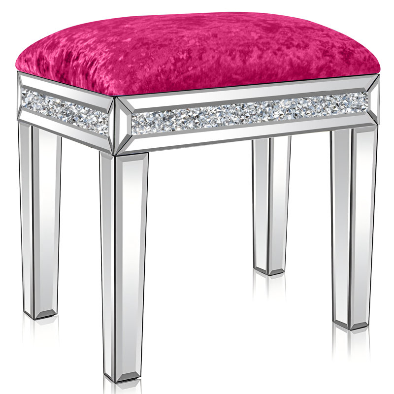 Mikayil Vanity Stool Makeup Vanity Table Chair, Fuchsia