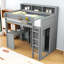 Lit mezzanine simple avec tablettes et garde-robe-764216487