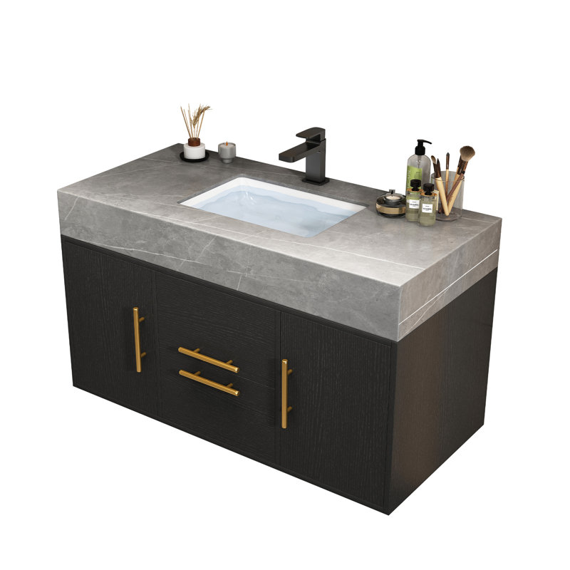 Isenbert 39.4'' Single Bathroom Vanity with Faux Marble Top