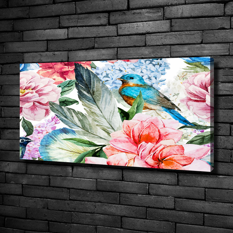 Flowers And Birds - Wrapped Canvas Print