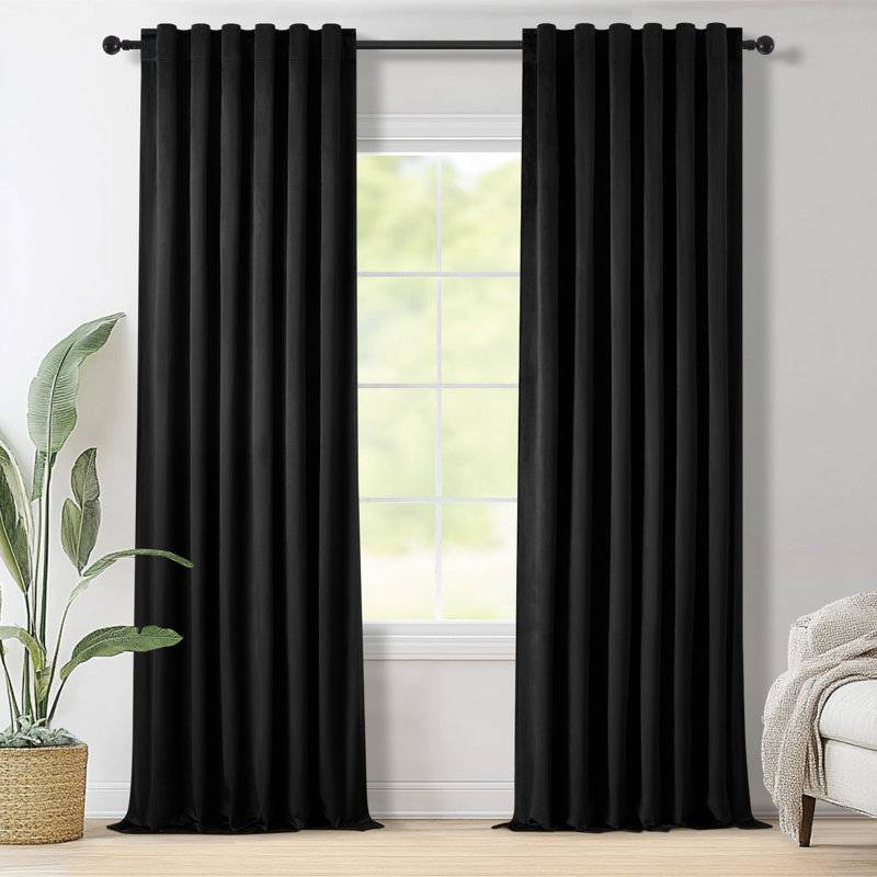 Thermal Blackout Curtain Panels, Black, 52" W x 96" L