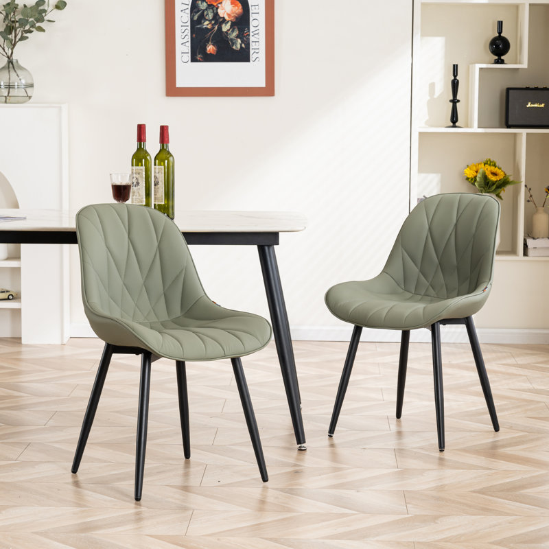 Chaise d'appoint rembourrée en similicuir Chardee, Vert olive