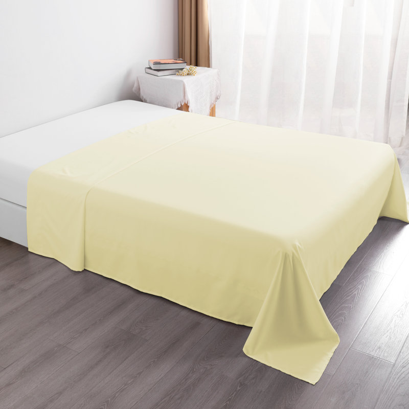 Drap plat en microfibre , Ivoire, Drap plat de taille double